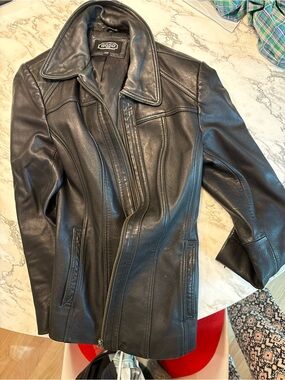 BGSD Black Women's Leather Zip Jacket